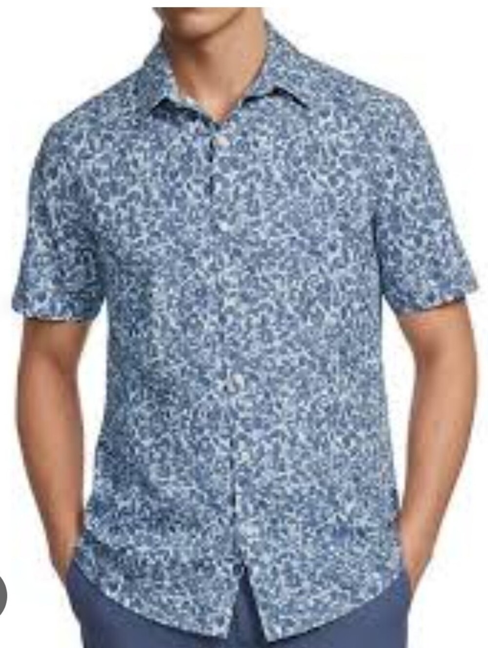 ROWM Blue Floral Short Sleeve Shirt